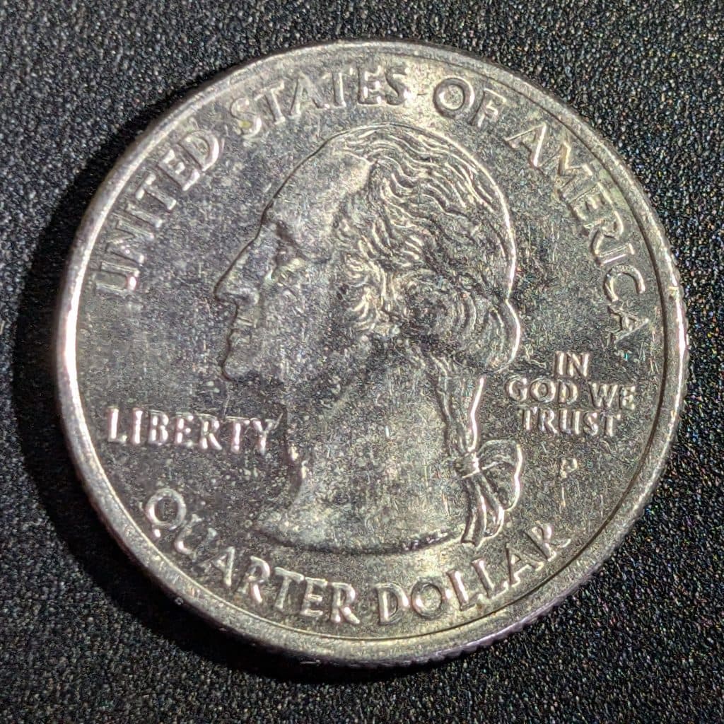 Obverse of 2007 Wyoming quarter with George Washington portrait